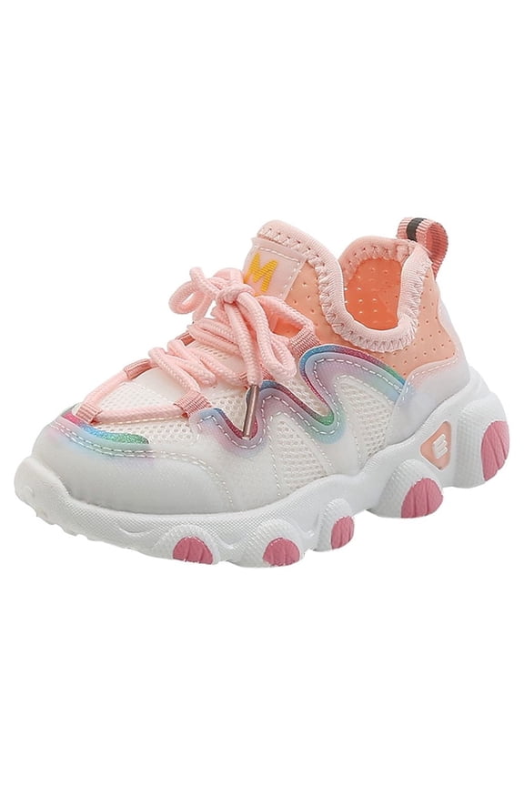 Girls Running Sneakers Toddler/Little Kid Boys Girls Lightweight Breathable Elastic Shoe(Pink,10 Little Kids)
