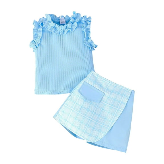 Futezty Girls Summer Outfits, 4th of July Baby Girl Outfits 2pcs Toddler Baby Girl Short Pants Set Sleeveless Crop Tops   Shorts 1T 2T 3T 4T 5T 6T Kids Casual Summer Outfits