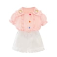 thumbnail image 1 of Futezty Girls Summer Outfits, 4th of July Baby Girl Outfits Baby Toddler Girls Floral Short Sleeve Tops T-Shirt Vest Denim Shorts Set Kids 1T 2T 3T 4T 5T 6T Clothes Summer Outfits, 1 of 8