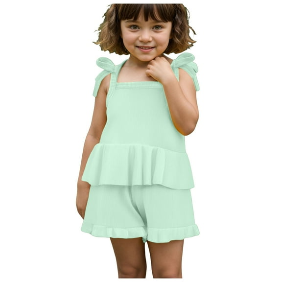 Futezty Girls Summer Outfits, 4th of July Baby Girl Outfits Girls Short Sleeved Shorts Suit Comfortable Casual Fashion Cartoon Cute Print Children Suit