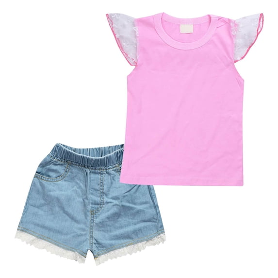 Futezty Girls Summer Outfits, 4th of July Baby Girl Outfits Kids Girl Halter Tanks Tops + Shorts 2Pcs Pleated Casual Summer Outfits for 2T 3T 4T 5T 6T 7T Little Girls