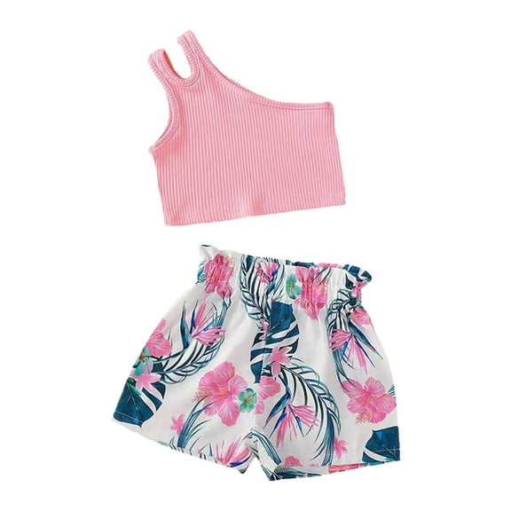 Futezty Girls Summer Outfits, 4th of July Baby Girl Outfits Kids Girls Shorts Set Fly Sleeve Crew Neck Crayfish Print Tank Top And Shorts Summer 2 Piece Outfit