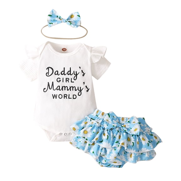 Futezty Girls Summer Outfits, 4th of July Baby Girl Outfits Summer Dress European And American Solid Color Girl's Sleeveless Top Baby Shorts Suit With Headscarf