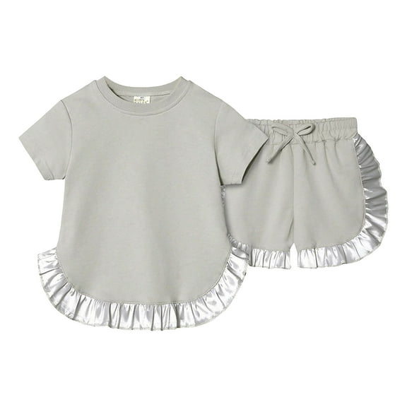 Futezty Girls Summer Outfits, 4th of July Baby Girl Outfits Toddler Baby Girls 2Pcs Pants Set 1Y 2Y 3Y 4Y 5Y 6Y Sling Plain Camisole Ruffle Short Denim Pants Children Cozy Outfits Suit