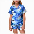 thumbnail image 1 of Futezty Halloween Pajamas Kids Girls Halloween Themed Nightwear Short Sleeve Top and Shorts Cozy Sleepwear Girls Pjs 2T-13T, 1 of 5