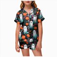 thumbnail image 1 of Futezty Halloween Pajamas Kids Girls Halloween Themed Nightwear Short Sleeve Top and Shorts Cozy Sleepwear Girls Pjs 2T-13T, 1 of 5
