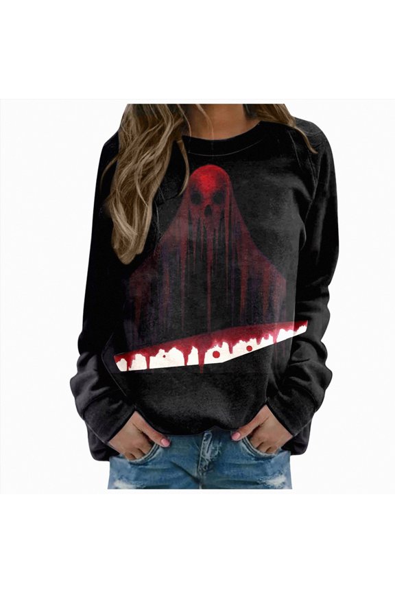 Halloween Sweatshirts For Women 2025 Bat Tomb Crew Neck Sweatshirt, Casual Fall Top Pullover Graphic Tee
