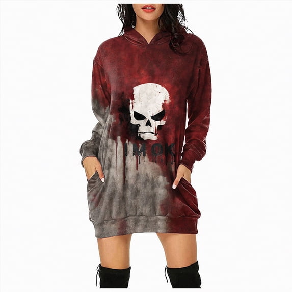 Futezty Hoodies Halloween Sweatshirt For Women Funny Letter Printed Graphic Season Pullover Tops