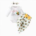 thumbnail image 1 of Futezty Infant Baby Girl Winter Clothes Letter Print Romper Honey Bees Pants Bowknot Headband 3PCS Outfits Set 0-18 Months, 1 of 6