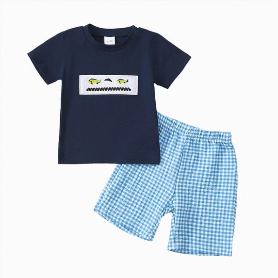 Futezty Infant Kids Toddler Baby Boy Summer Outfit Short Sleeve T-Shirt Tops and Striped Shorts 2Pcs Clothes Set,2-3 Years