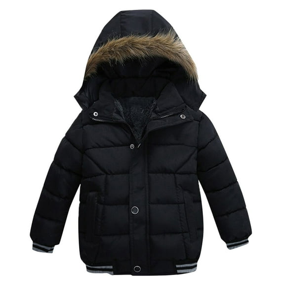 Futezty Kids Baby Boys Girls Winter Warm Solid Coats Ears Hooded Padded Jacket Outwear