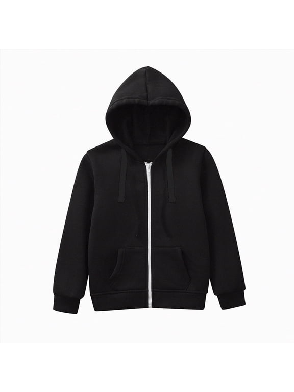 Kids Boys Zip up Sweatshirt Solid Hoodie Solid Color Sweatshirt Youth Fashion Hooded Coat with Pockets Kids Girls Boys Long Hoodie Top Sweatshirt Zip Coat Zip Jackets