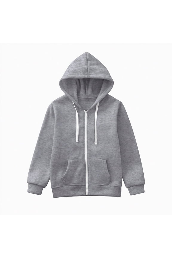 Kids Boys Zip up Sweatshirt Solid Hoodie Solid Color Sweatshirt Youth Fashion Hooded Coat with Pockets Kids Girls Boys Long Hoodie Top Sweatshirt Zip Coat Zip Jackets
