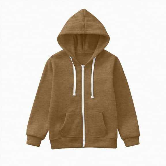 Futezty Kids Boys Zip up Sweatshirt Solid Hoodie Solid Color Sweatshirt Youth Fashion Hooded Coat with Pockets Kids Girls Boys Long Hoodie Top Sweatshirt Zip Coat Zip Jackets