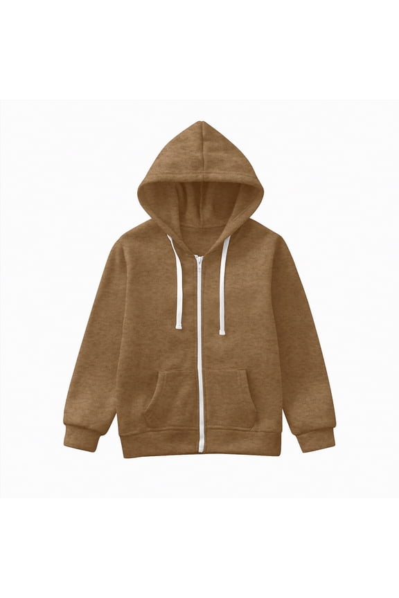 Kids Boys Zip up Sweatshirt Solid Hoodie Solid Color Sweatshirt Youth Fashion Hooded Coat with Pockets Kids Girls Boys Long Hoodie Top Sweatshirt Zip Coat Zip Jackets