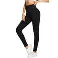 thumbnail image 1 of Futezty Women V Cross Waist Workout Leggings Tummy Control Running Yoga Pants with Pockets Black,L, 1 of 5