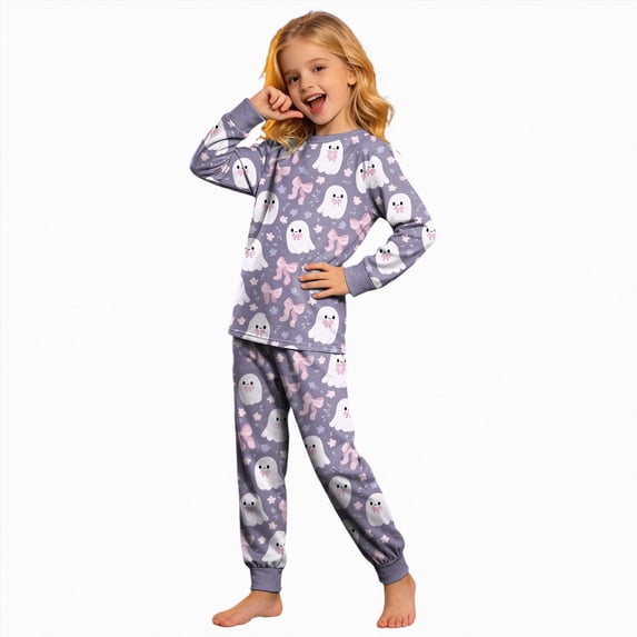 Futezty Little Girls Boys Halloween Ghost Graphic Long Sleeve Pajamas Sets Toddler Pjs Kids Fall Winter Sleepwears 2T-9T