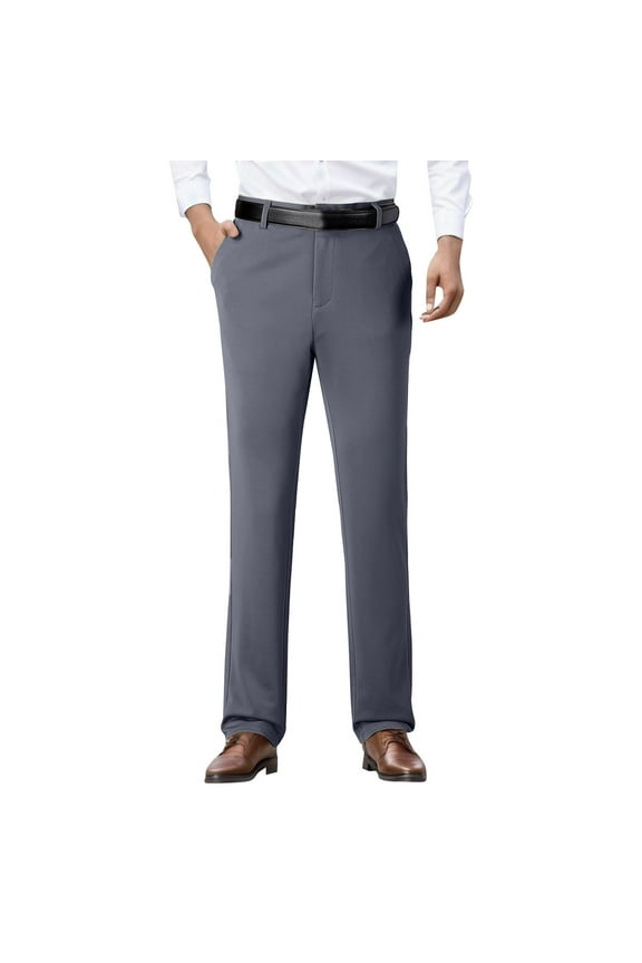 Men Big and Tall Elastic Waist Loose Expandable Waist Dress Pants