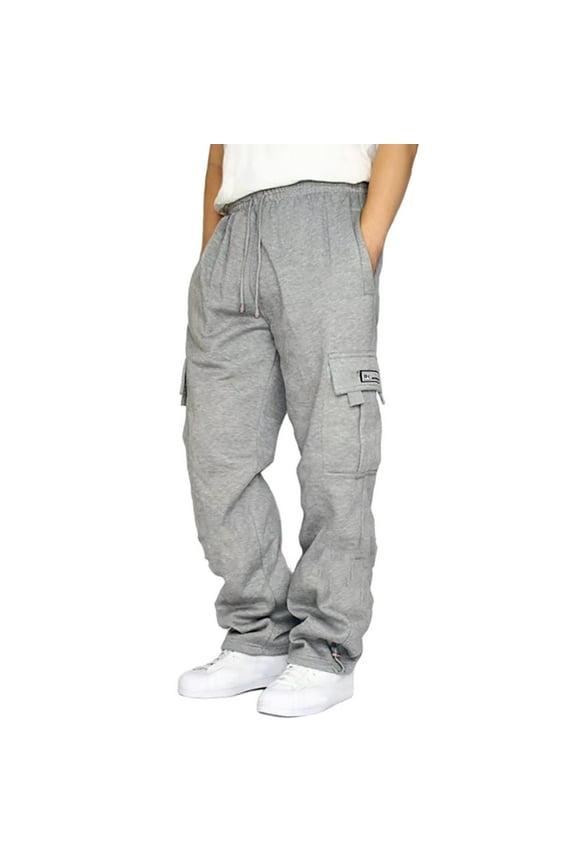 Men Big and Tall Loose Waist Solid Color Explorer Plush Fleece Cargo Pants