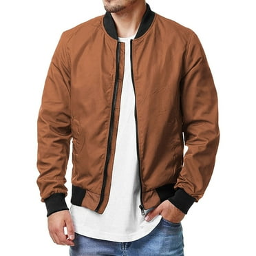 Futezty Men Casual Lightweight Zip Up Bomber Jackets Solid Long Sleeve Windbreaker with Pocket