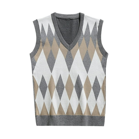 Futezty Men Coats Sleeveless Sweater Striped Trim V Neck Pullover Vest Tops Winter Clothes