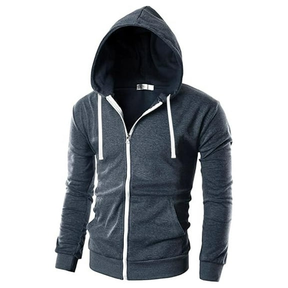 Futezty Men Slim Fit Lightweight Zip Up Hoodie with Pockets Long Sleeve Full-Zip Hooded Sweatshirt
