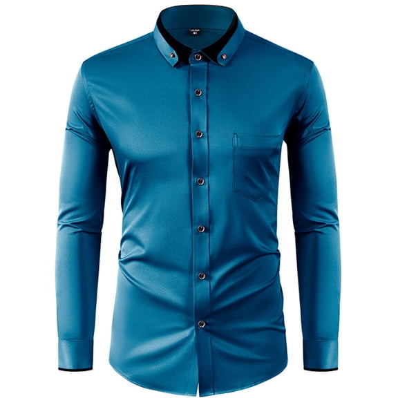 Futezty Men Urban Stylish Casual Business Slim Fit Long Sleeve Button Up Dress Shirt with Pocket