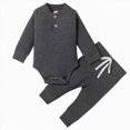 thumbnail image 1 of Futezty Newborn Baby Boy Girl Clothes Ribbed Knitted Cotton Romper Pants 0 3 6 12 18 24 Months Solid Color Fall Winter Outfits, 1 of 6