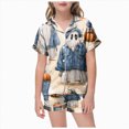 thumbnail image 1 of Futezty Pumpkin Ghost Pajamas for Girl Boy Halloween Short Sleeve Shorts Silk Pj Sets Kids Halloween Lounge Sleepwear 2T-13T, 1 of 5