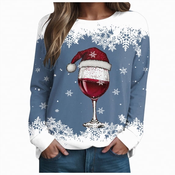 Futezty Sweaters for Women Christmas Graphic Oversized Sweatshirts Fleece Funny Pullover Party Holiday Tops with Bows