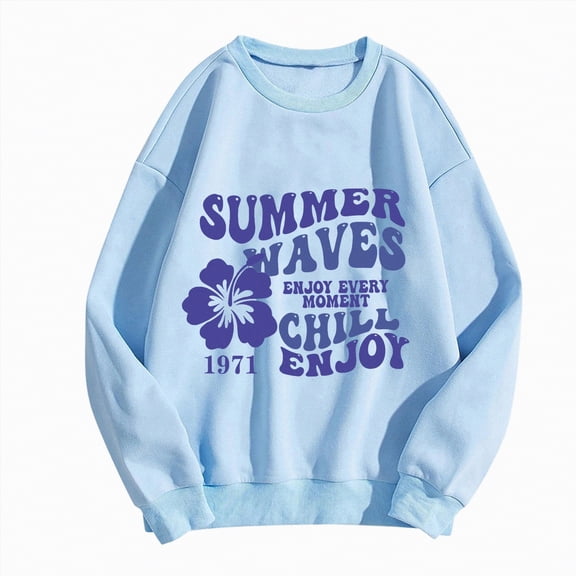 Futezty Sweatshirts Women Crew Neck Letter Graphic Hoodie Fit Long Sleeve Pullover Tops