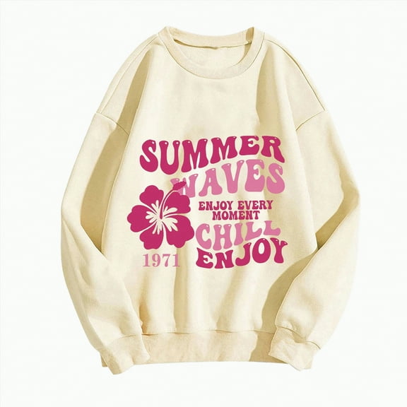 Futezty Sweatshirts Women Crew Neck Letter Graphic Hoodie Fit Long Sleeve Pullover Tops