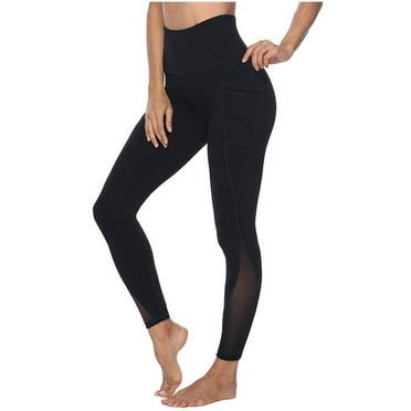 Futezty Thick High Waist Yoga Pants with Pockets, Tummy Control Workout Running Yoga Leggings for WomenBlack,M