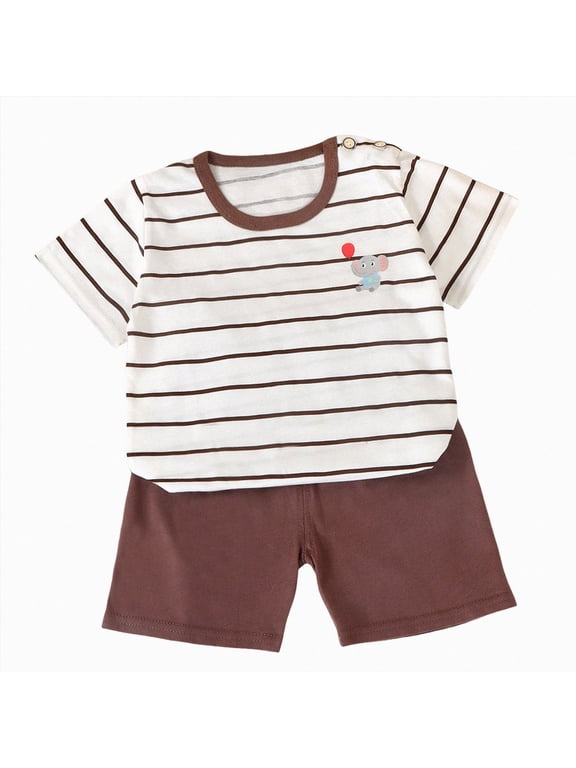 Toddler Baby Boy Summer Clothes Retro T-Shirt + Stretch Shorts Set 6 12 18 24 Months 2T 3T 4T Cute Toddler Boys Summer outfits