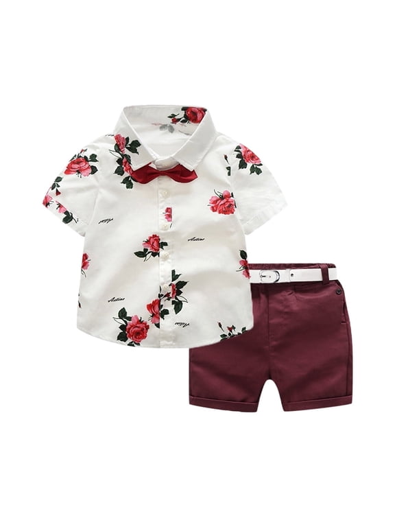 Toddler Boys Clothes Summer Outfit Sets, Baby Toddler Boys Summer Romper Outfits 0 3 6 9 12 18 Months Checkerboard Buttons Short Sleeve Bodysuit and Shorts 2Pcs Clothes Set