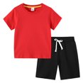 thumbnail image 1 of Futezty Toddler Boys Clothes Summer Outfit Sets, Boys Outfit Sets, Solid Color 2 Pieces Short Sleeve T Shirts with Shorts Sets Boys Casual Short Sleeved Drawstring Pants Suit, 1 of 4