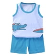 thumbnail image 1 of Futezty Toddler Boys Clothes Summer Outfit Sets, Boys Short Sleeve Button Shirt Two Piece Set Kids Lapel Pocket Work Shirt And Shorts Set, 1 of 9
