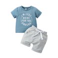 thumbnail image 1 of Futezty Toddler Boys Clothes Summer Outfit Sets, Baby Boy Short Pants Outfits Short Sleeve I LOVE MY MAMA Letter Print Crew Neck T-Shirt Tops + Tie-Up Shorts Set, 1 of 7