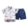 thumbnail image 1 of Futezty Toddler Boys Clothes Clearance Sale Summer Outfit Sets, Summer Boy Cute Cartoon Pattern Round Neck Short Sleeved T Shirt + Solid Color Shorts Fashion Two Piece Set, 1 of 7