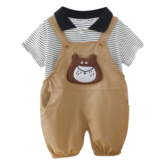 Futezty Toddler Boys Clothes Summer Outfit Sets, Summer Kids Baby Boys Girls Letters Print Top Bear Print Shorts Outfits Set
