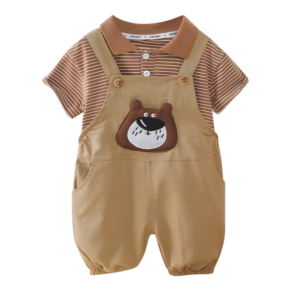 Futezty Toddler Boys Clothes Summer Outfit Sets, Summer Kids Baby Boys Girls Letters Print Top Bear Print Shorts Outfits Set
