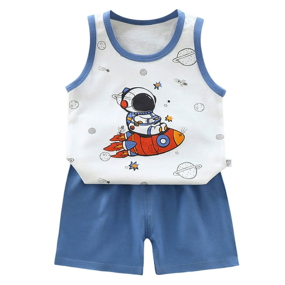 Futezty Toddler Boys Clothes Clearance Sale Summer Outfit Sets, Toddler Boy Summer Outfits Cute Printed Sleeveless Tank Top and Shorts Set Summer Clothes