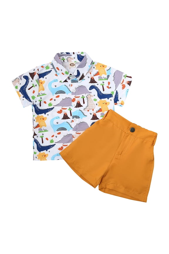 Toddler Boys Clothes Summer Outfit Sets, Toddler Kids Baby Boys Cartoon Plane Gentleman Shirt Tops Shorts Outfits Set