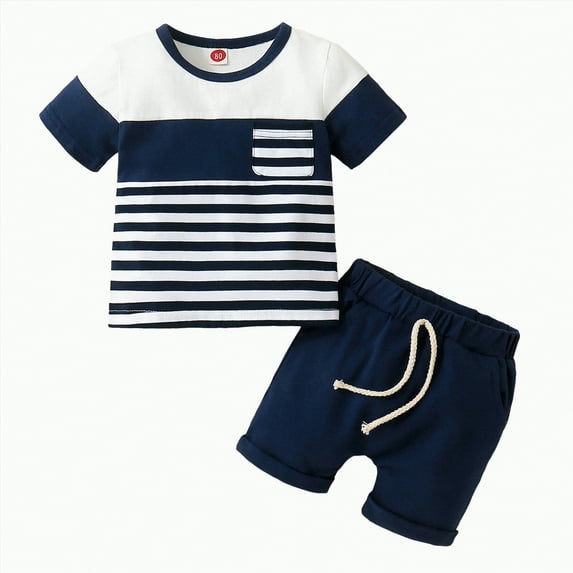 Futezty Toddler Boys Clothes Summer Outfit Sets, Baby Boys Clothes Set Cartoon T-shirt Tops+Shorts Summer Outfits Baby Boy Summer T Shirt Tops And Stretch Shorts Infant Boy Outfit