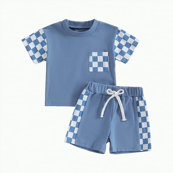 Futezty Toddler Boys Clothes Summer Outfit Sets, Baby Boys Clothes Set Cartoon T-shirt Tops+Shorts Summer Outfits Baby Boy Summer T Shirt Tops And Stretch Shorts Infant Boy Outfit