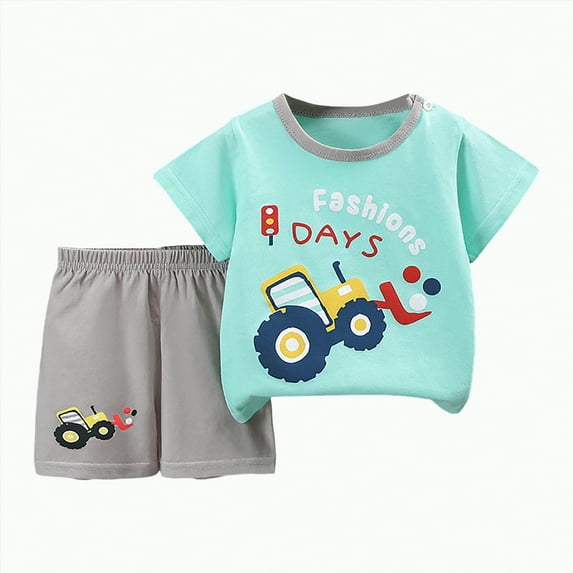 Futezty Toddler Boys Clothes Summer Outfit Sets, Babys Girls Boys Cute Animal Print Design Unisex Summer New Born Baby Casual Tops Pants Clothes Outfits Baby Cartoon Print Suit