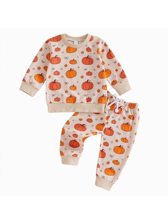 Toddler Boys Girls Clothes Fall Winter Outfit Sets, Baby Boy Girl Long Sleeve Crew Neck Cartoon Print Drawstring Pants 0 6 12 18 24 Months 2T 3T 2 PC Party Wear