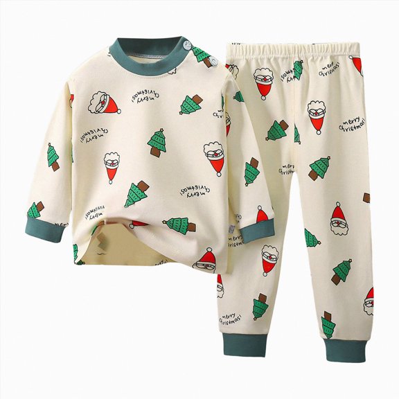 Futezty Toddler Boys Girls Clothes Fall Winter Outfit Sets, Baby Boy Girl Long Sleeve Crew Neck Christmas Tree Print Stretch 1T 2T 3T 4T 5T 2 Piece Set