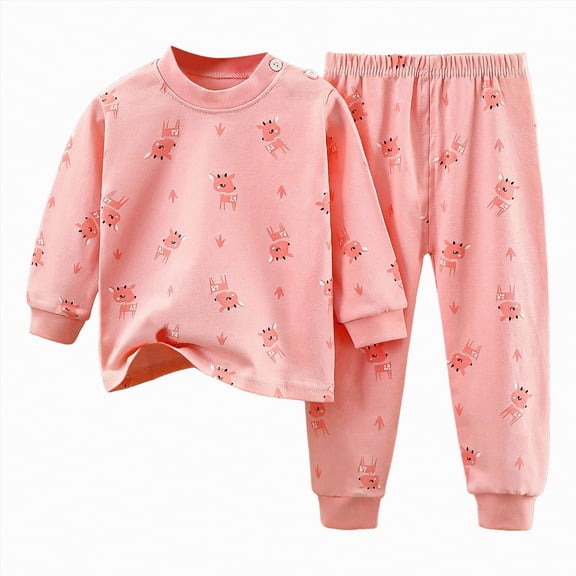 Futezty Toddler Boys Girls Clothes Fall Winter Outfit Sets, Baby Boy Girl Long Sleeve Round Neck Cartoon Print Stretch Waistband 0 6 12 18 24 Months 2T 3T 2-Pieces Set Pajama