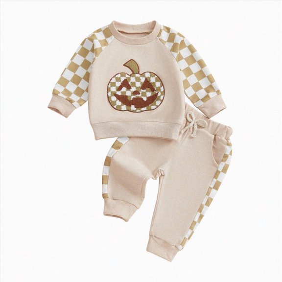 Futezty Toddler Boys Girls Clothes Fall Winter Outfit Sets, Baby Boy Girl Long Sleeve Round Neck Checkered Plaid Drawstring Pants 1T 2T 3T 4T 5T 6T 3PCS Everyday